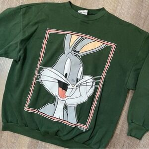 Vintage 1995 Bugs Bunny Looney Tunes Jerry Leigh Green Graphic Sweatshirt 2422